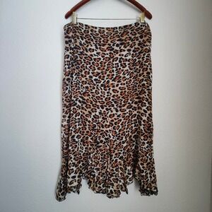 Vintage Y2K Silk Midi Skirt Fairy Leopard Cheetah Print Bias Cut Handkerchief 16